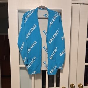 Balenciaga Sky Blue Logo Cardigan